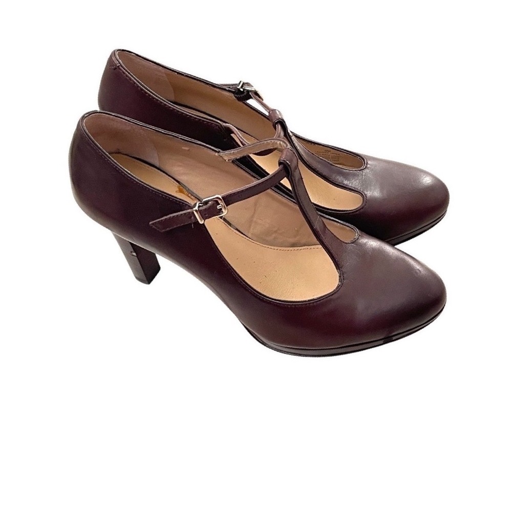Antonio Melani Vintage St Burgundy Womens T-Strap Heel 8M Leather Round Toe Pump